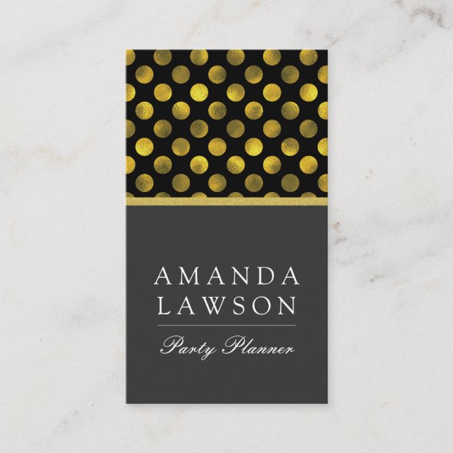 Polka Dot Pattern Party Planner Appointment Card (Front)