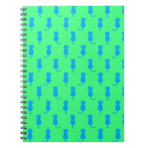 Polka Dot Pattern Pop Art Cat In Blue and Lime Notebook