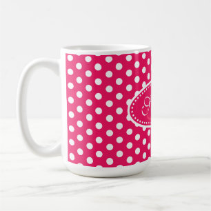 Polka dot pattern red pink & white mug