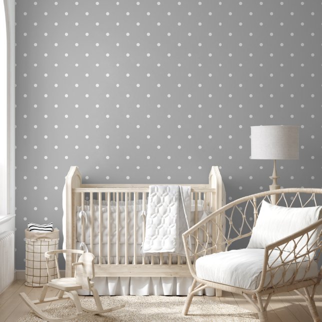 Polka Dot Pattern Simple Minimalist Modern Grey Wallpaper (Kids)