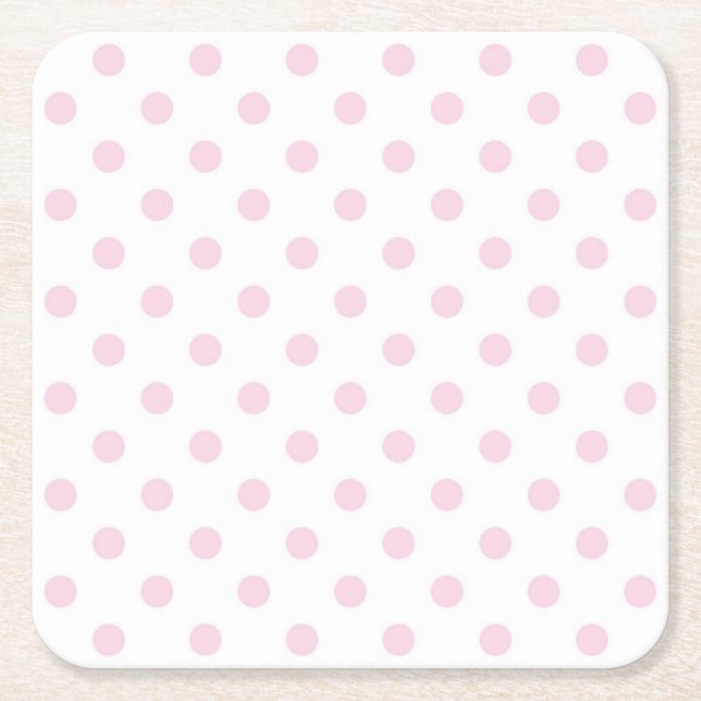 Polka dot pattern square paper coaster (Front)