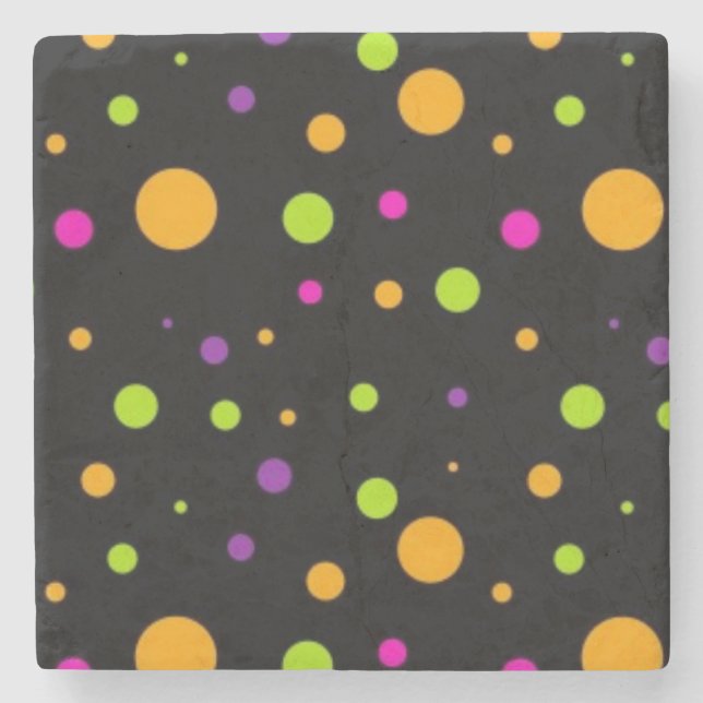 Polka dot pattern stone coaster (Front)