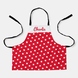 Polka Dot Pattern Stylish Red White Kitchen Apron