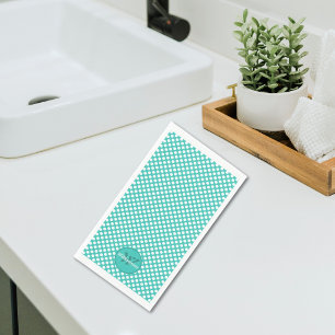 Polka Dot Pattern Turquoise Monogram Family Name Napkin