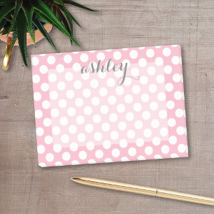 Polka Dot Pattern with Custom Name Post-it Notes