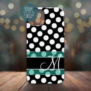 Polka Dot Pattern with Monogram Case-Mate iPhone 14 Pro Max Case