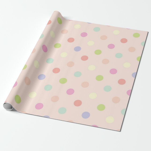 Polka dot pattern wrapping paper (Unrolled)