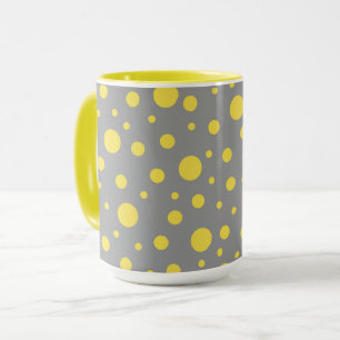 Polka Dot Pattern Yellow Grey Mug