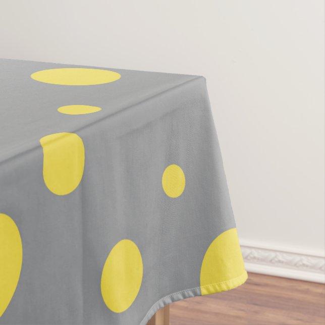Polka Dot Pattern Yellow Grey Tablecloth (In Situ)