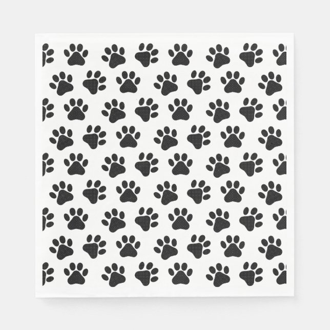 Polka Dot Paw Prints Napkin (Front)