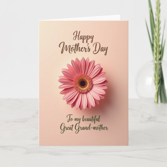 Polka Dot Peach Daisy Mothers Day Card (Front)
