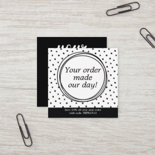 Polka Dot Personalised Order Circle Thank You Square Business Card