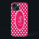 Polka dot personalised red pink white ipad case<br><div class="desc">Modern girls bright red pink polka dot patterned graphic case. Perfect for personalising your ipad or as a special Christmas or birthday gift for a woman or teen girl. Personalise with your name and initial. This example reads: Betty M.  Design by Sarah Trett.</div>