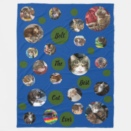 Polka Dot Pet Photo Keepsake Blue Fleece Blanket