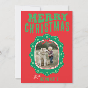 Polka Dot Picture Frame Classic Christmas Holiday Card