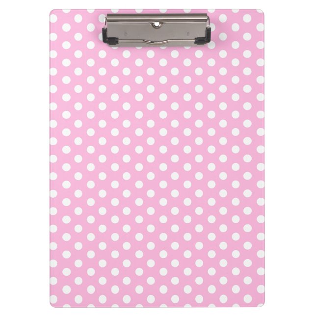 Polka dot pink add your name and initial clipboard (Front)