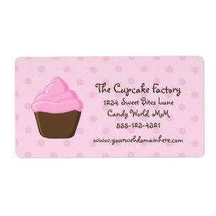 Polka Dot Pink and Brown Cupcake
