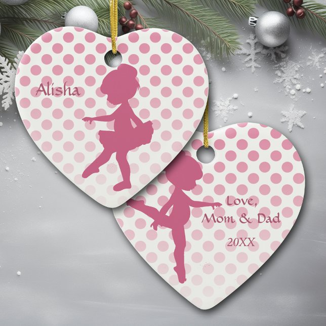 Polka Dot Pink Ballerina Ceramic Tree Decoration (Creator Uploaded)