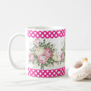 Polka dot Pink Floral Mug