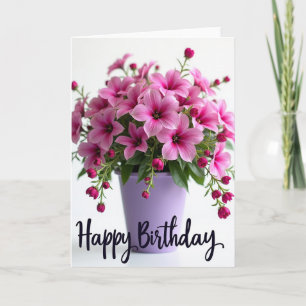 Polka Dot Pink Flower Birthday Card