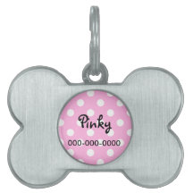 Polka Dot pink Pet ID Tag