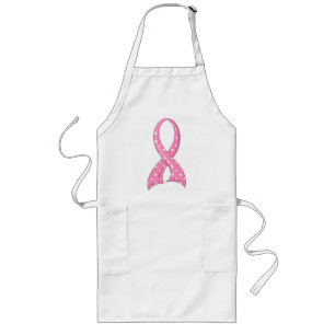 Polka Dot Pink Ribbon Breast Cancer Long Apron