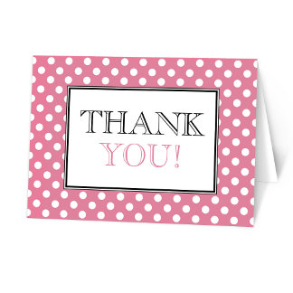 Polka Dot Pink Thank You Card