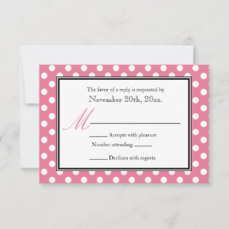 Polka Dot Pink & White RSVP Reply Cards