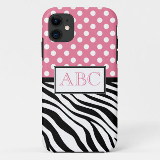 Polka Dot Pink & Zebra Print iPhone 5 Case