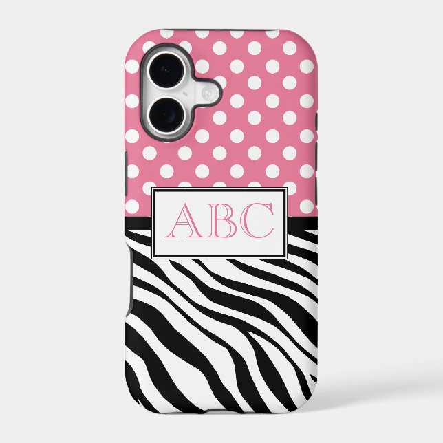 Polka Dot Pink & Zebra Print iPhone 5 Case (Back)