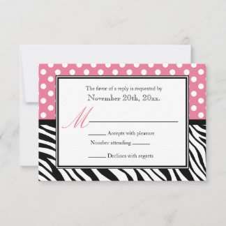 Polka Dot Pink & Zebra Print Reply Cards