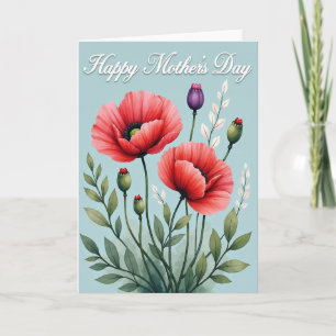 Polka Dot Poppy Floral Card