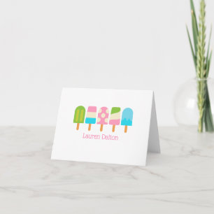 Polka Dot Popsicle Personalized Folded Note Cards
