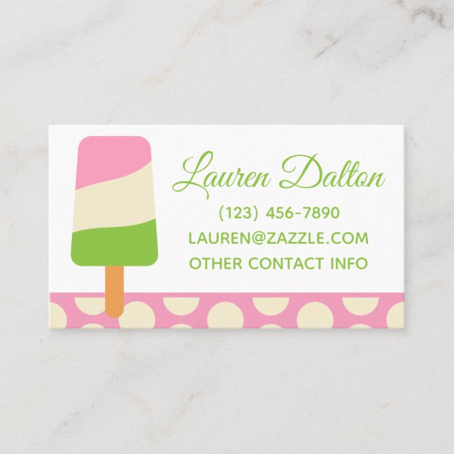 Polka Dot Popsicles Business or Contact Cards (Front)