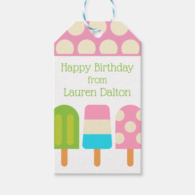 Polka Dot Popsicles Personalised Gift Tags (Front)