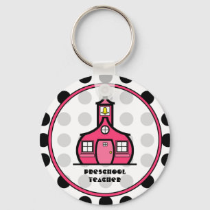 Polka Dot Preschool Teacher Keychain