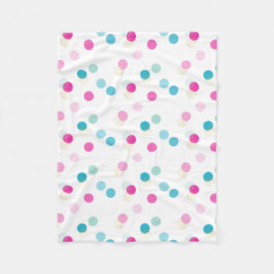 POLKA DOT pretty pattern pink aqua blue nursery Fleece Blanket