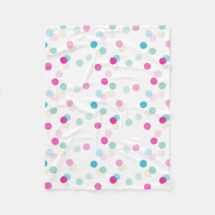 POLKA DOT pretty pattern pink aqua girl nursery Fleece Blanket