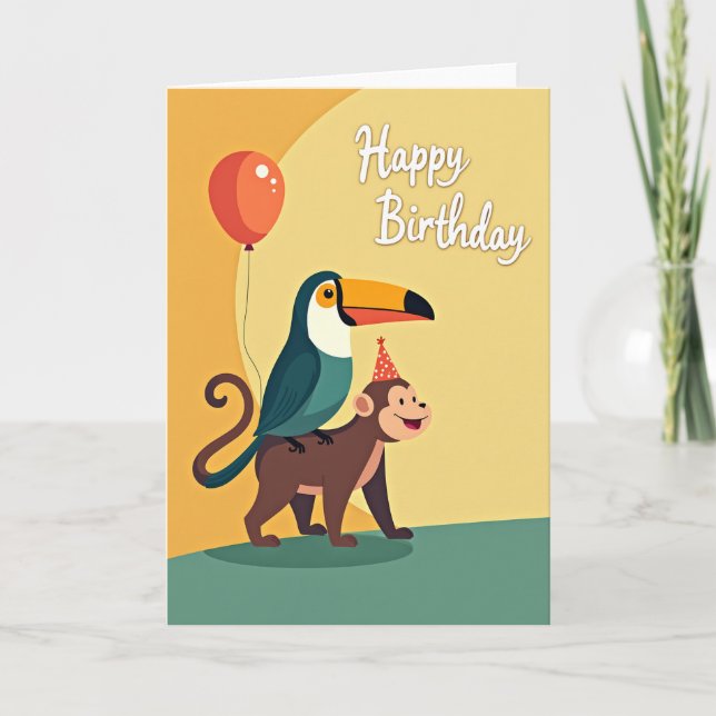 Polka Dot Primate Party Card (Front)