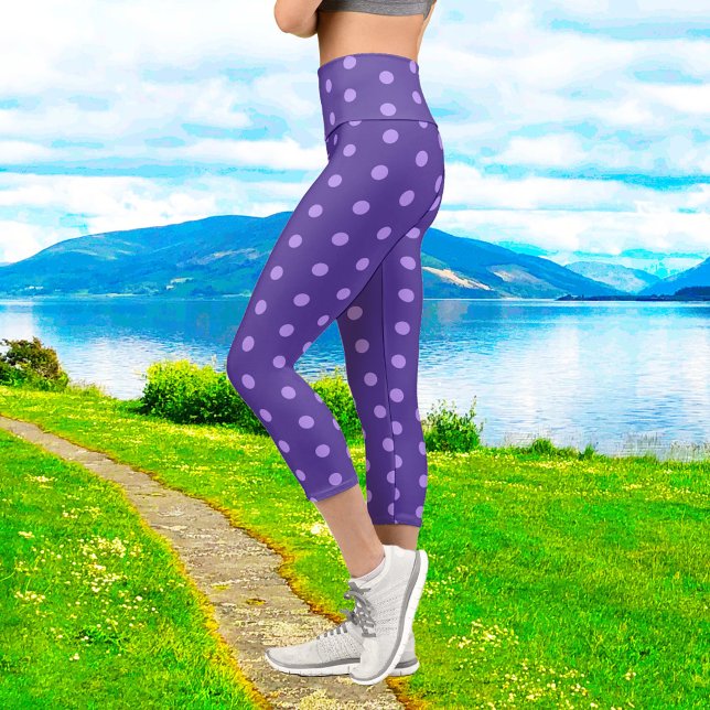 Polka Dot Purple Patterned Capri Leggings (Creator Uploaded)
