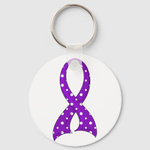 Polka Dot Purple Ribbon Crohn's Disease Key Ring