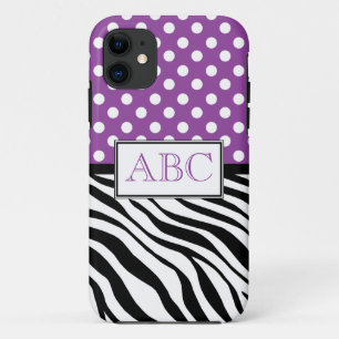 Polka Dot Purple & Zebra Print iPhone 5 Case
