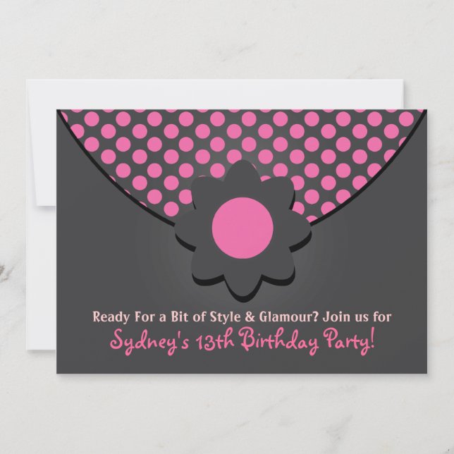 Polka Dot Purse Birthday Party Invitations (Front)