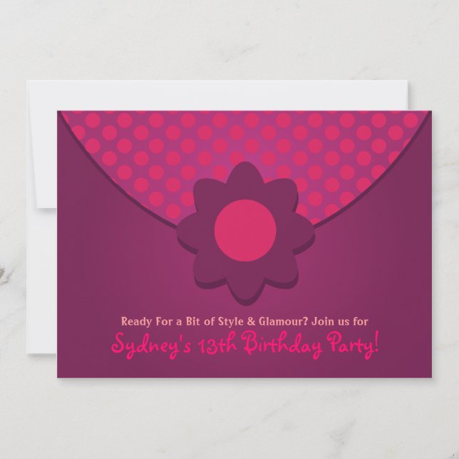 Polka Dot Purse Birthday Party Invitations (Front)
