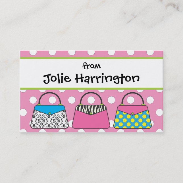 Polka Dot Purse Handbag Gift Card Calling Card (Front)