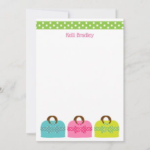 Polka Dot Purses Personalised Note Cards