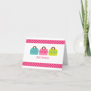 Polka Dot Purses Personalized Folded Note Cards