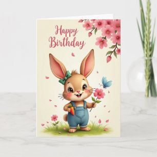 Polka Dot Rabbit Blossom Card