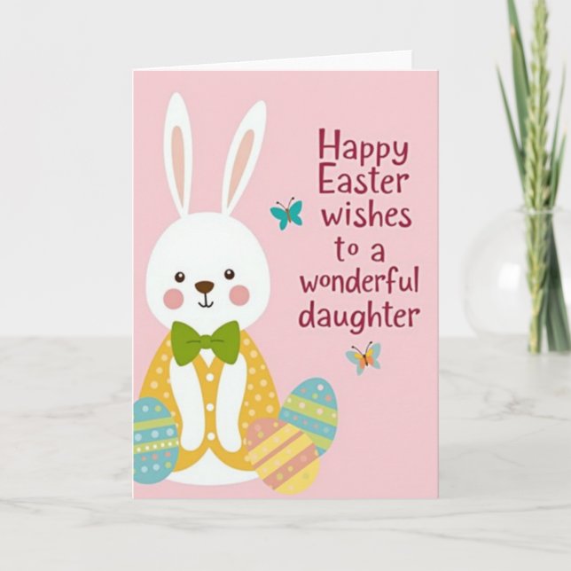 Polka Dot Rabbit Easter Card (Front)