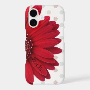 Polka Dot Red Daisy Custom Name